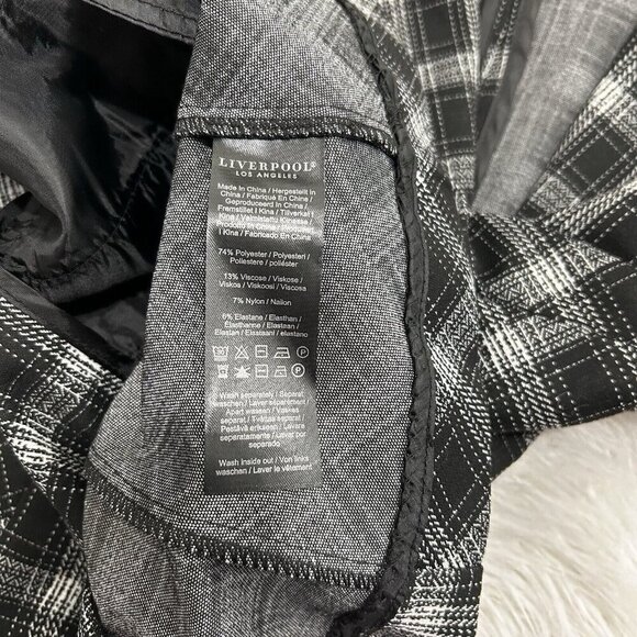 Liverpool Fitted Blazer Womens Size M Black White Glen Plaid One Button Academia - Picture 10 of 13